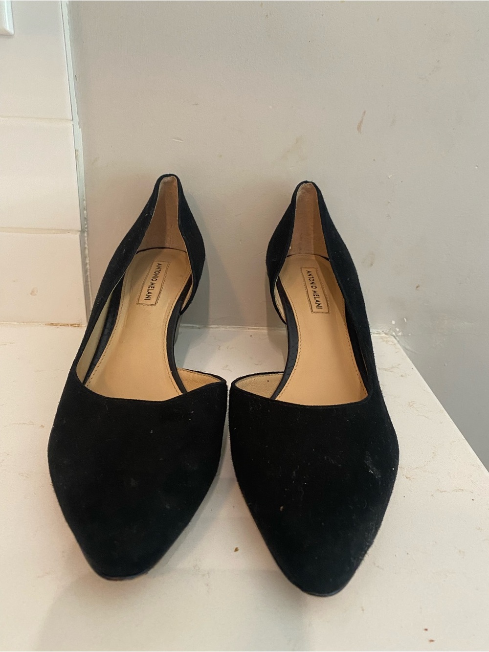 Antonio Melani Black Suede Wedges